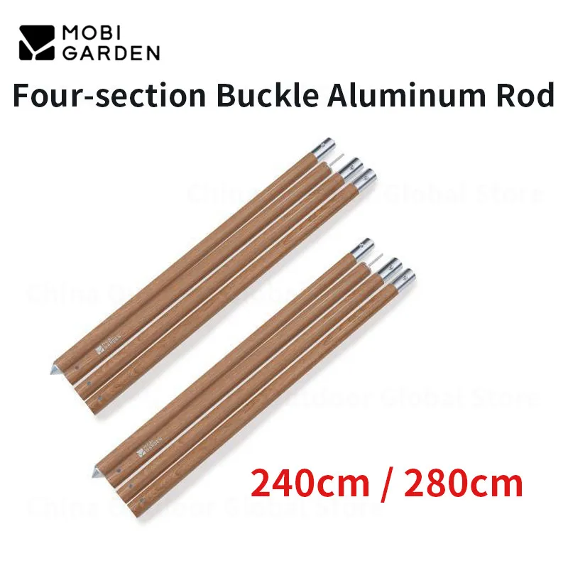 

MOBI GARDEN 2.8cm Aluminum Alloy Tent Rod Folding 4 Sections Buckle Support Pole Ultralight Canopy Rod Outdoor Tent Accessories