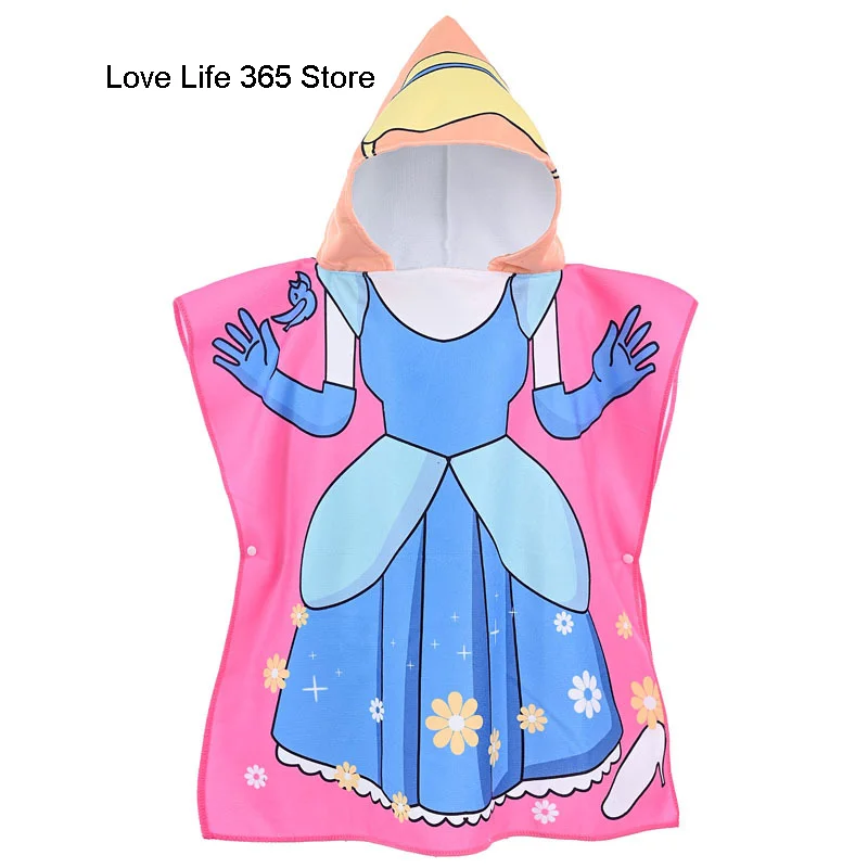 Cartoon Microfiber Towel For Kids Swimming Bath Hooded Cloak Printed Children's Cape Baby Shower Poncho Bathrobe For Grils Boys