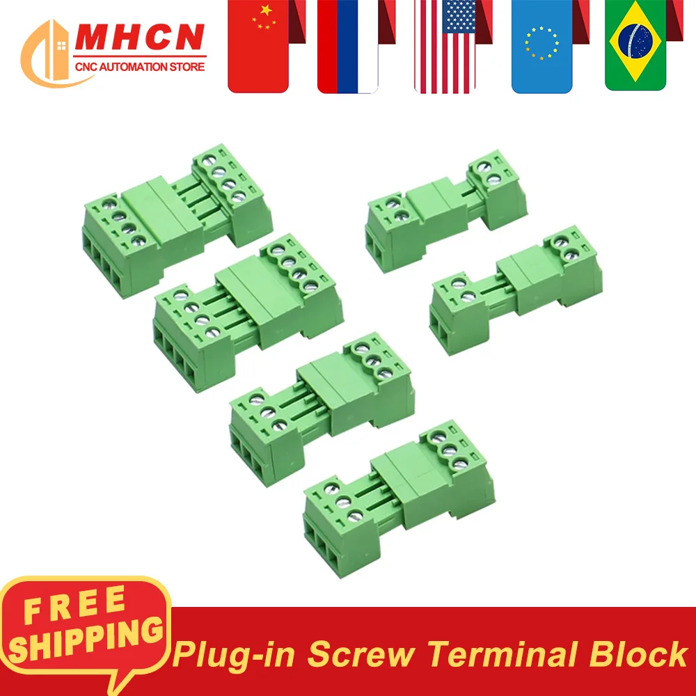 5 قطعة 15EDGK 2P 3P 4P 5P 6P 7P 8Pin PCB برغي محطة كتلة ذكر موصل سالب 3.51/3.81 مللي متر المكونات في نوع لكابل 28 إلى 16AWG