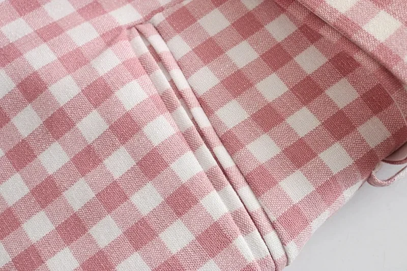 Women Cottagecore Pink Sweet Plaid Blazers with Sashes Long Sleeve Loose Casual Suit 2023 Spring Autumn New Fashion Chic Blazer