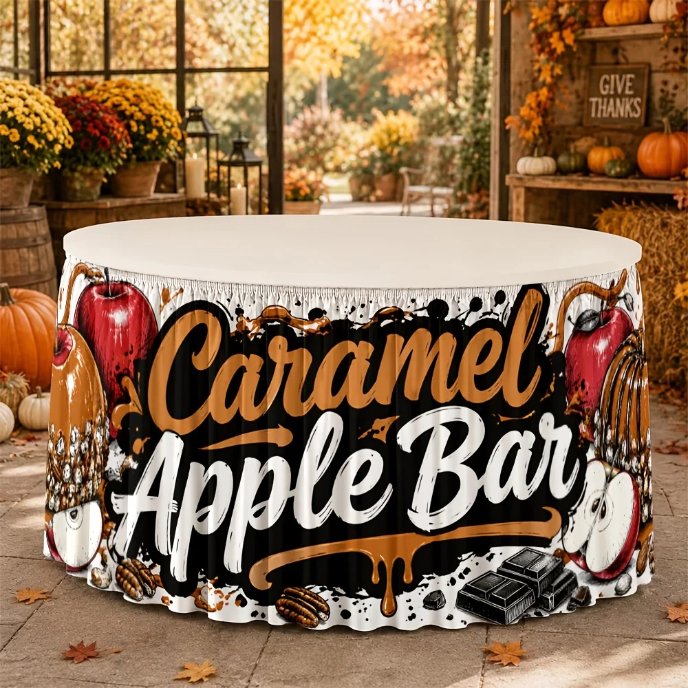 One tablecloth table skirt caramel apple bar dessert station autumn harvest
