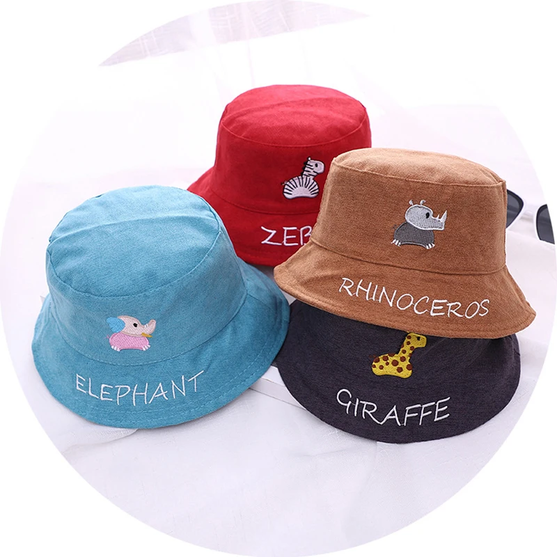 Cute Children Bucket Hat New Spring Embroidered Sun Hat Cartoon Animal Outdoor Boys Girls Summer Unisex Hat Hip Hop Baby Cap