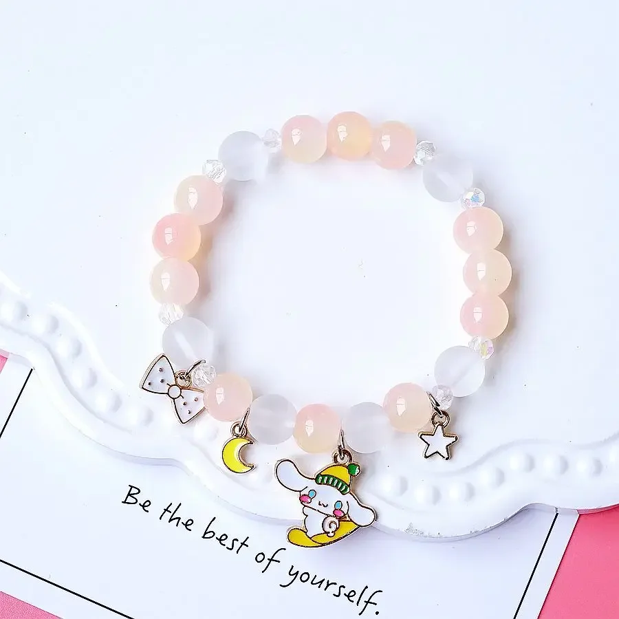 Sanrio Hello Kitty Cinnamoroll Kuromi bracciali Cute Cartoon women\'s Bead Bangle bracciali elastici gioielli ragazze regali di compleanno