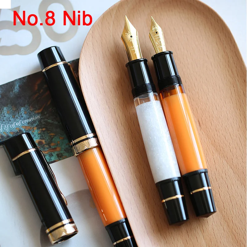 

MAJOHN P139 Hemingway Large Piston Filler Fountain Pen No.6/8 EF/F/M Nib Classical Retro Resin Writing Pens Gold Plated Clip