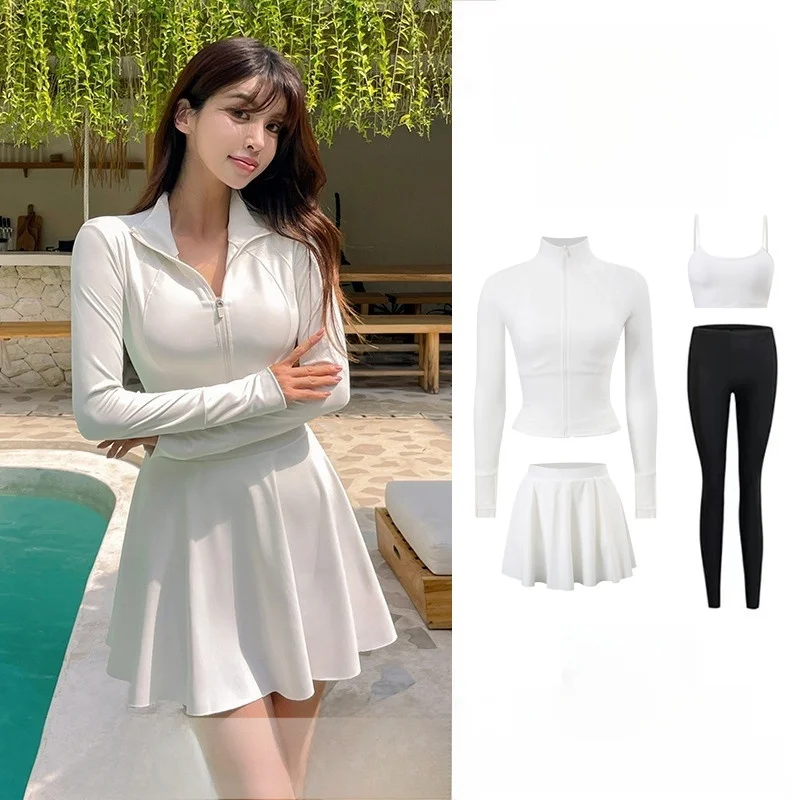 

Women's Two-Piece Swimming Suit Qui Dry Long Sve Diving Suit Surfing Clothes Skirt Sle Conserves New Faion Sunscreen