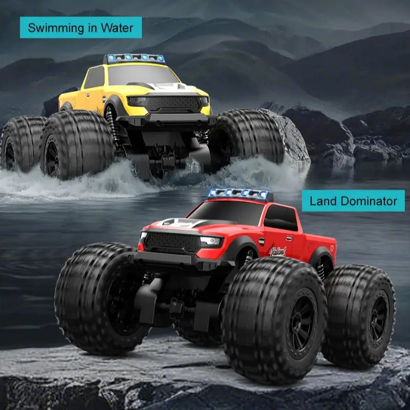 2.4G Land&Water RC Car Waterpoof 4WD Full Proportional Remote Control Off-Road Climbing Amphibious Truck Car Toys for Kids C8816