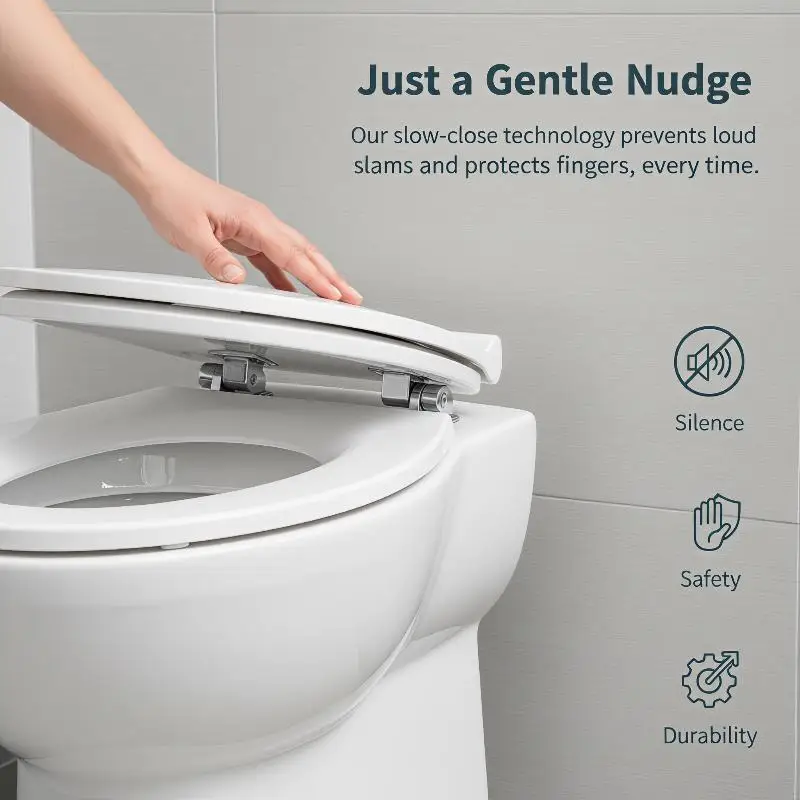 Easy Adjust Toilet Soft Close Hinges 1 Set Universal Fit No-slamming Toilet Seat Connector Accessories for Bathroom Renovation