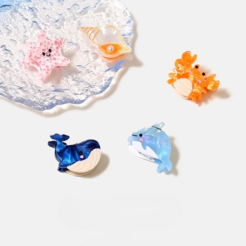 Cartoon Mini Sea Animals Hair Claw Clip Colorful Whale Crab Seahorse Conch for Women Kids Cute Creative Hair Accessories Gifts