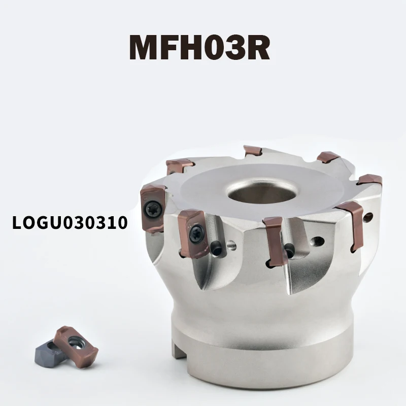 

MFH03R Fast Feed Internal Cooling Rough Face Milling Cutter Disc Through Installation Double-sided LOGU0303 Milling Blade