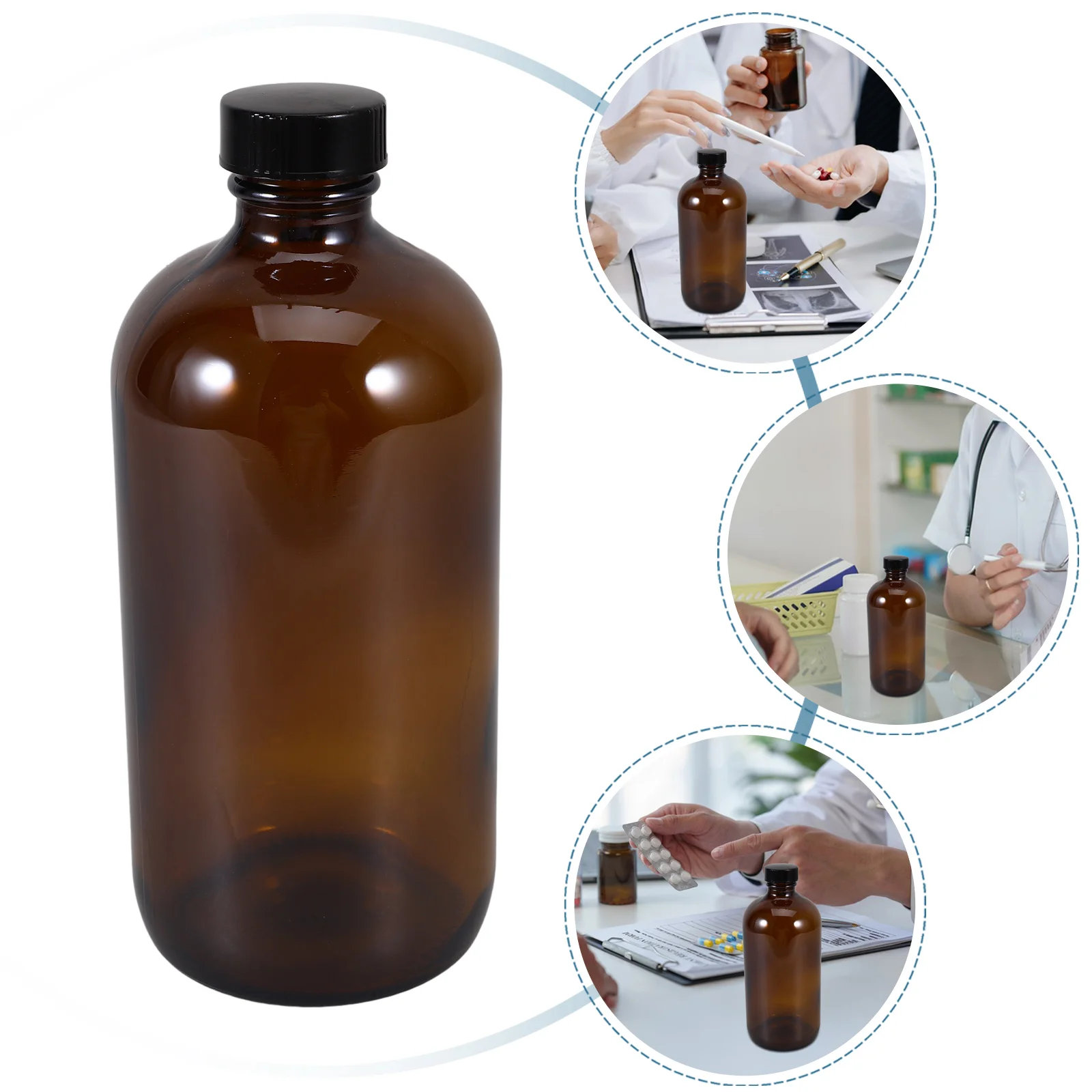 

Bottle Glass Amber Bottles with Cap 1720X700X700CM Empty Lab Chemicals Medicine Brown Lid