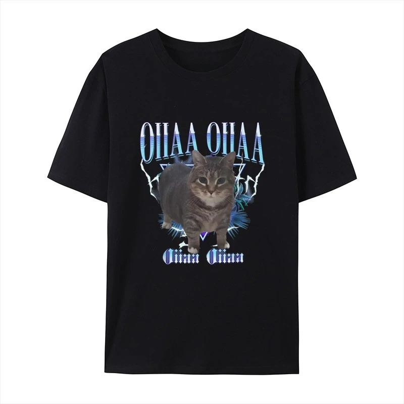 Street Trend OIIAA OIIAA Rotating Cat Terrier Casual T-Shirt Men's and Women's Luxury Brand Top