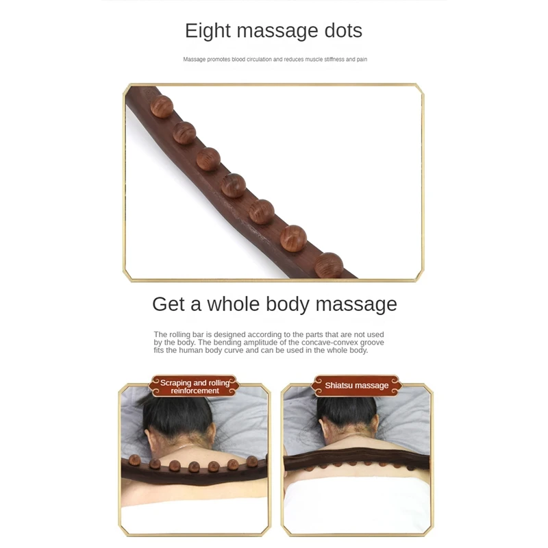 10 Beads Guasha Scraping Stick Wooden Massage Tools For Neck And Back Pain Stomach Body Shaping Anticellulite Leg