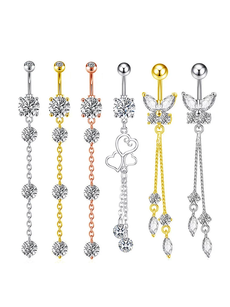 ยาวจี้แหวนผู้หญิงประณีตสแตนเลสสตีลแหวนเซ็กซี่ Body Piercing เครื่องประดับของขวัญ