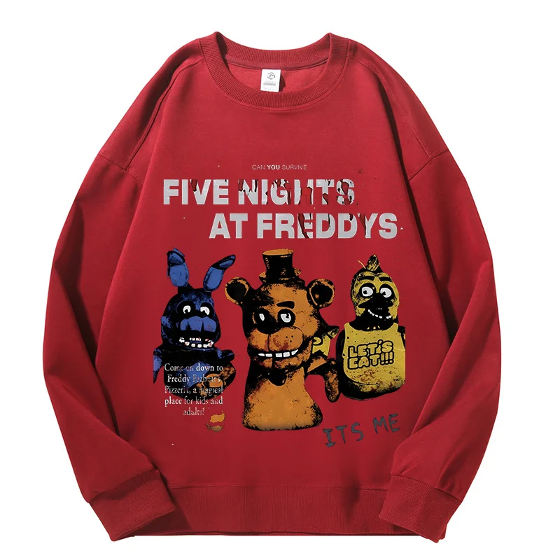 Five Nights At Freddys Sweatshirt Round Neck Autumn Casual Sport Men FNAF Anime Figure Pochita Fashion Long Sleeves Hoodie Gift
