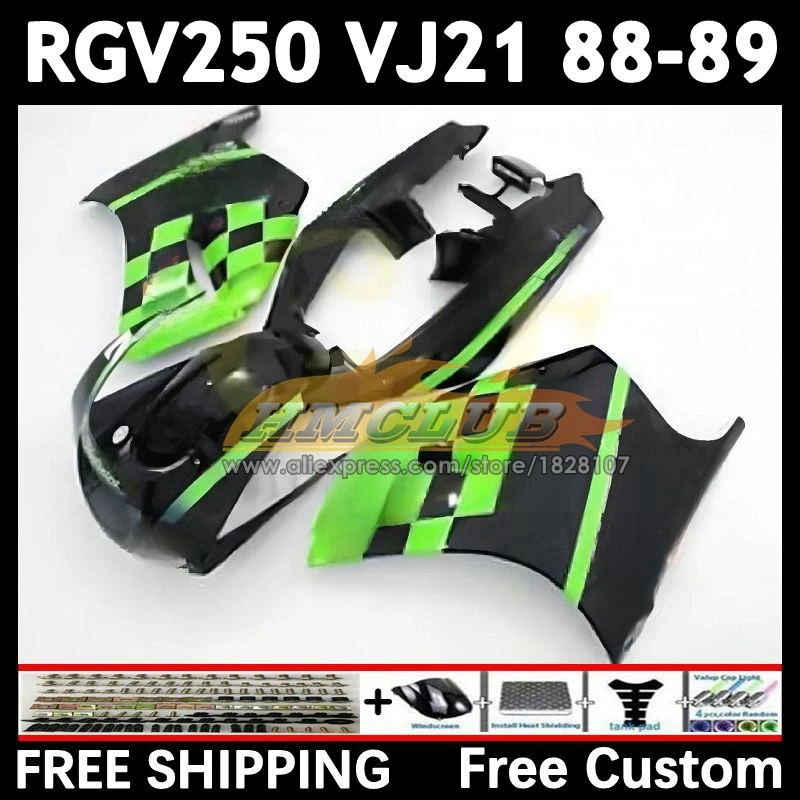 Green black Body Kit For SUZUKI SAPC VJ21 RGV250 88 89 18No.28 RGVT250 VJ 21 RGV-250 RGVT RGV 250 CC 1988 1989 Full Fairing Set