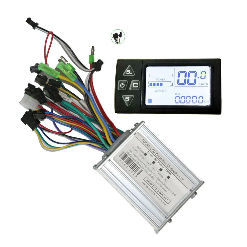 

24V 36V 48V 52V 60V 350W 18A BLDC Scooter DC Motor E-bike electric Bicycle Brushless Controller S861 LCD Display FOCAN