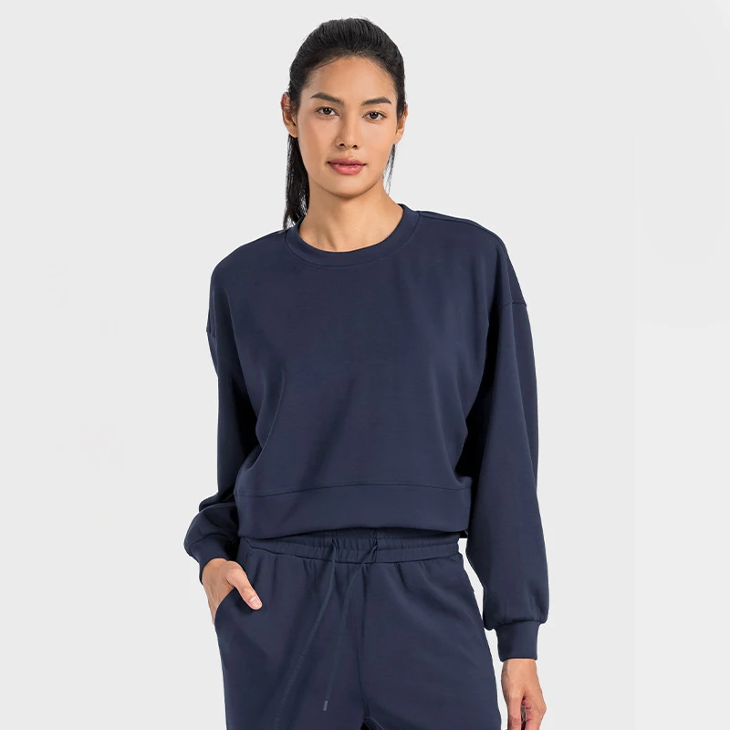 Felpa con cappuccio da donna casual con collo rotondo autunno inverno per lo sport, corsa ampia, fitness, felpa con cappuccio a maniche lunghe, pantaloni da yoga alla moda