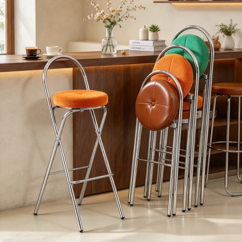 Retro Folding Dining Chair, Compact Portable Balcony Seat with Breathable Surface, Soft Touch, Easy-Clean Wear-Resistant Finish