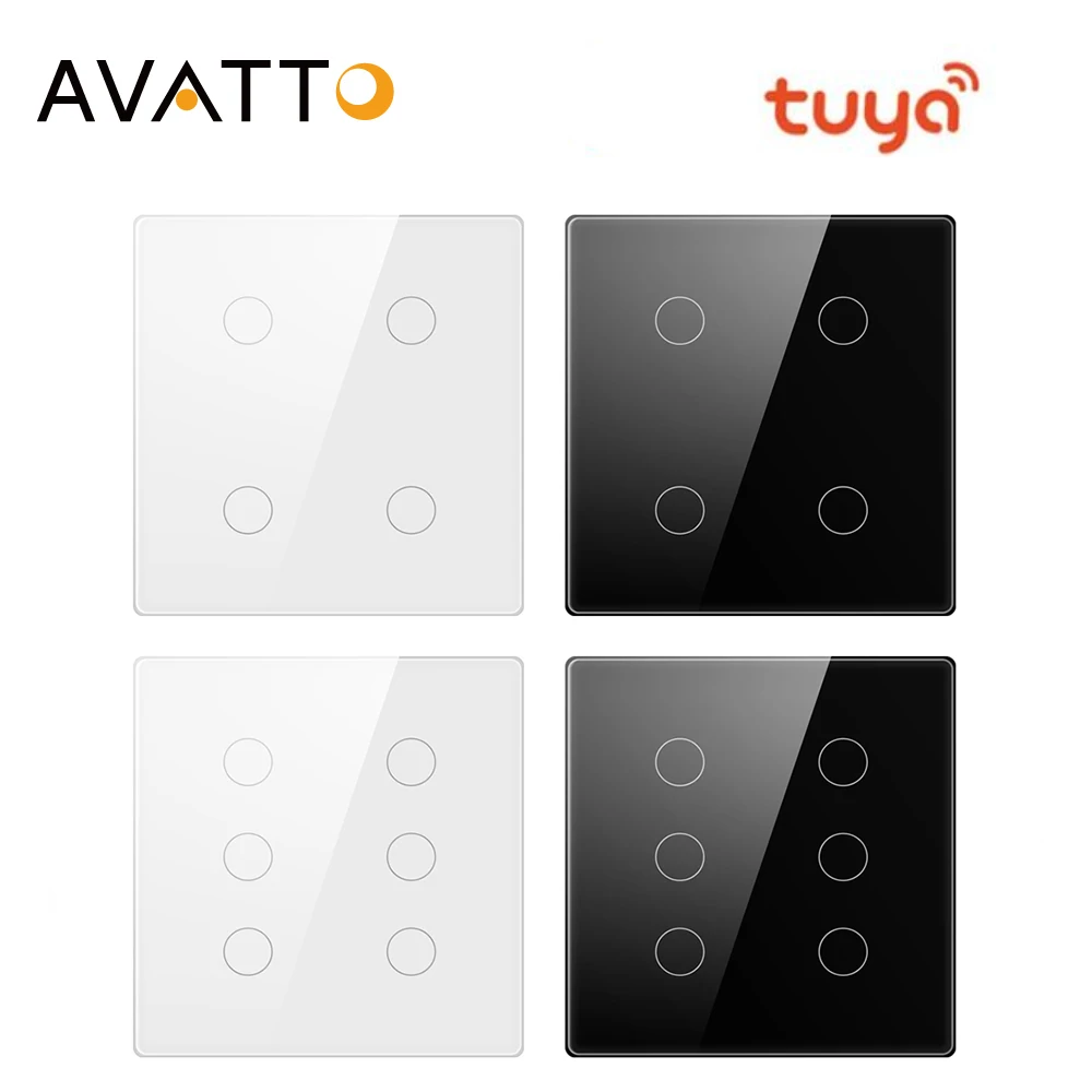 AVATTO Tuya Brazil WiFi/Zigbee Smart Light Switch 4/6Gang Touch Wall Switch Smart Life APP Remote Control with Alexa Google Home