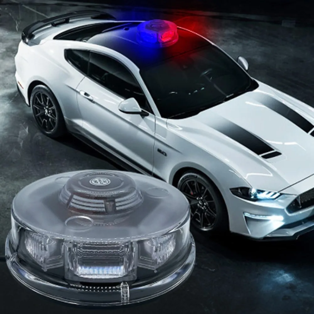 둥근 자석 LED 경고 스트로브: 차량 장착형, 엔지니어링 차량 - 12-24V 범용, 안전 신호등