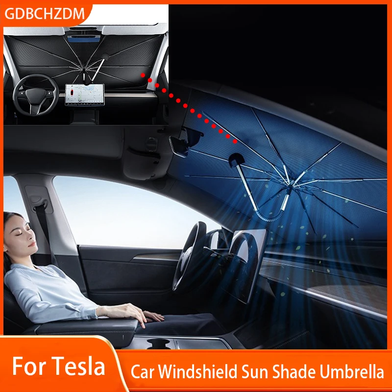 

Car Windshield Sunshades Cover Foldable Sun Shade Umbrella Sunblind For Tesla Model 3/Y/X/S Front Window Sun Protection