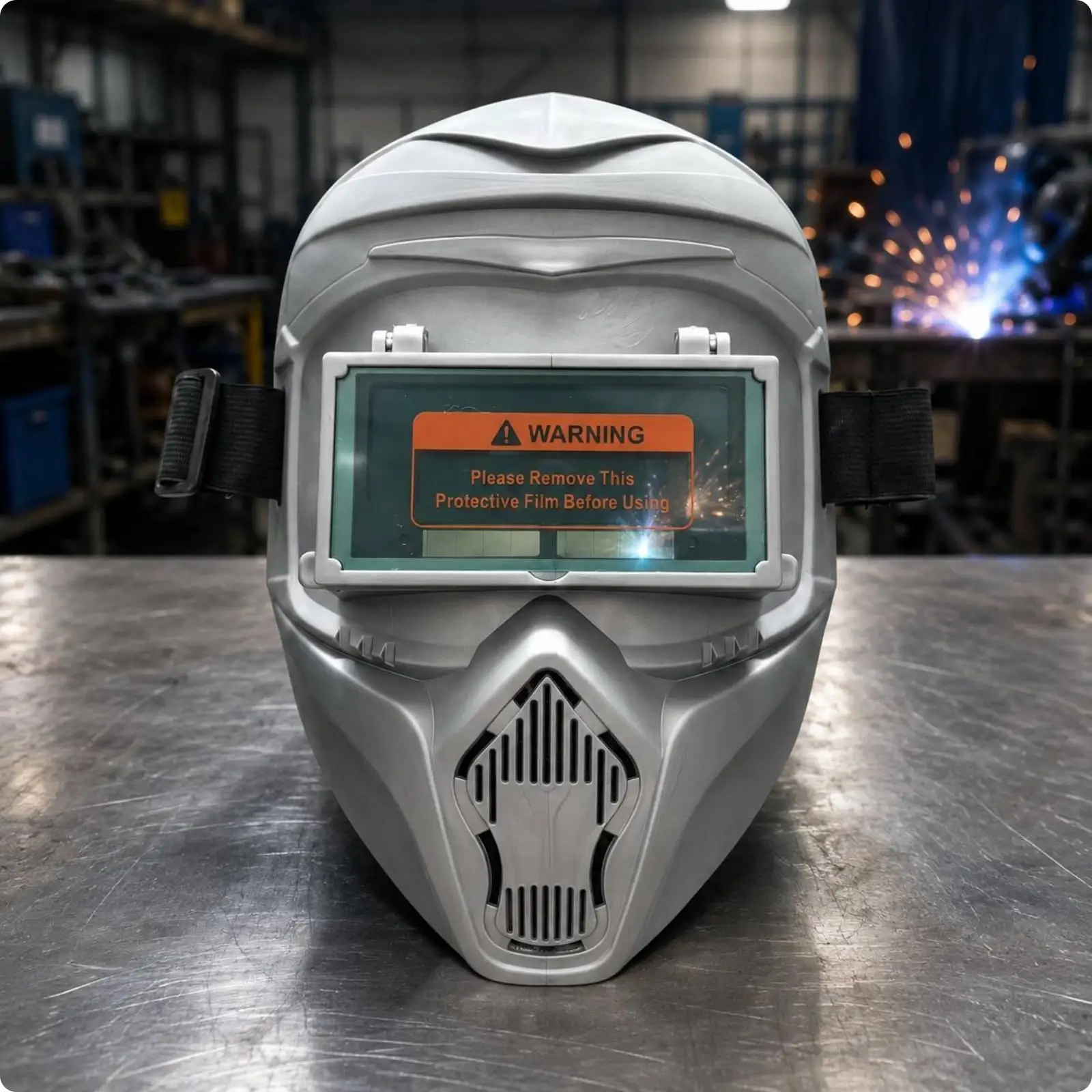 Automatic Dimming Metal-Joining Mask Vented Defensive Gear Adjustable Straps