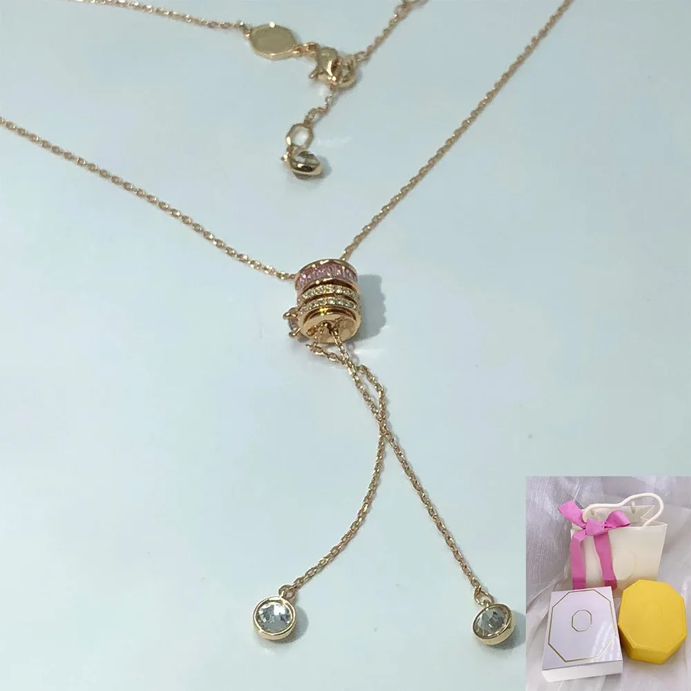 

New Connexus Y-shaped pink pendant mixed cutting 'Love is around' plated with rose gold temperament women's anniversary gift