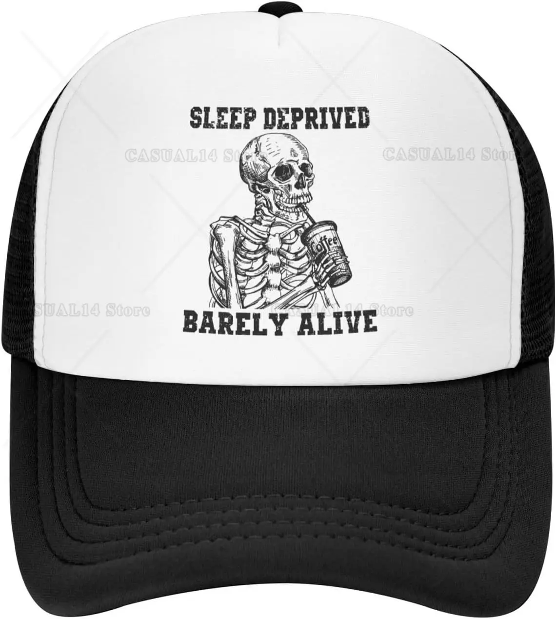 Funny Skeleton Mesh Hats Women Golf Trucker Hats Sleep Depriveds Barely Alives Adjustable Hat