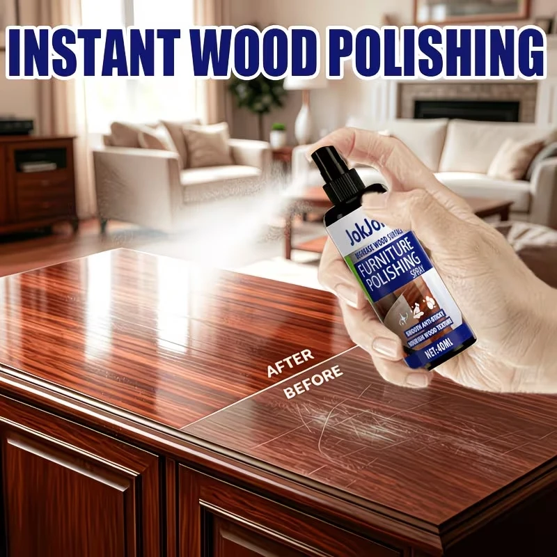 JOKJOK Furniture Polish Spray - All-In-One Wood Scratch Filler, Shine Restorer And Protector for Wooden Cabinets, Tables, Floors