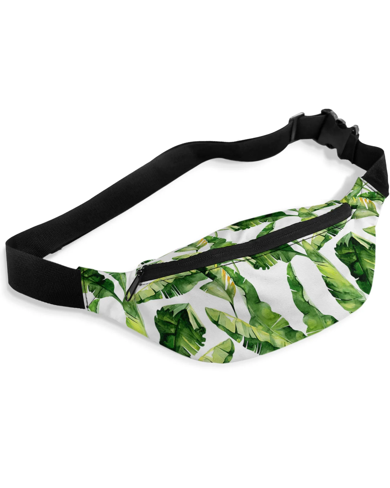 Banana Tropical Plant Leaves Waist Bag Women Men Belt Bags Large Capacity Waist Pack Unisex Crossbody Chest Bag