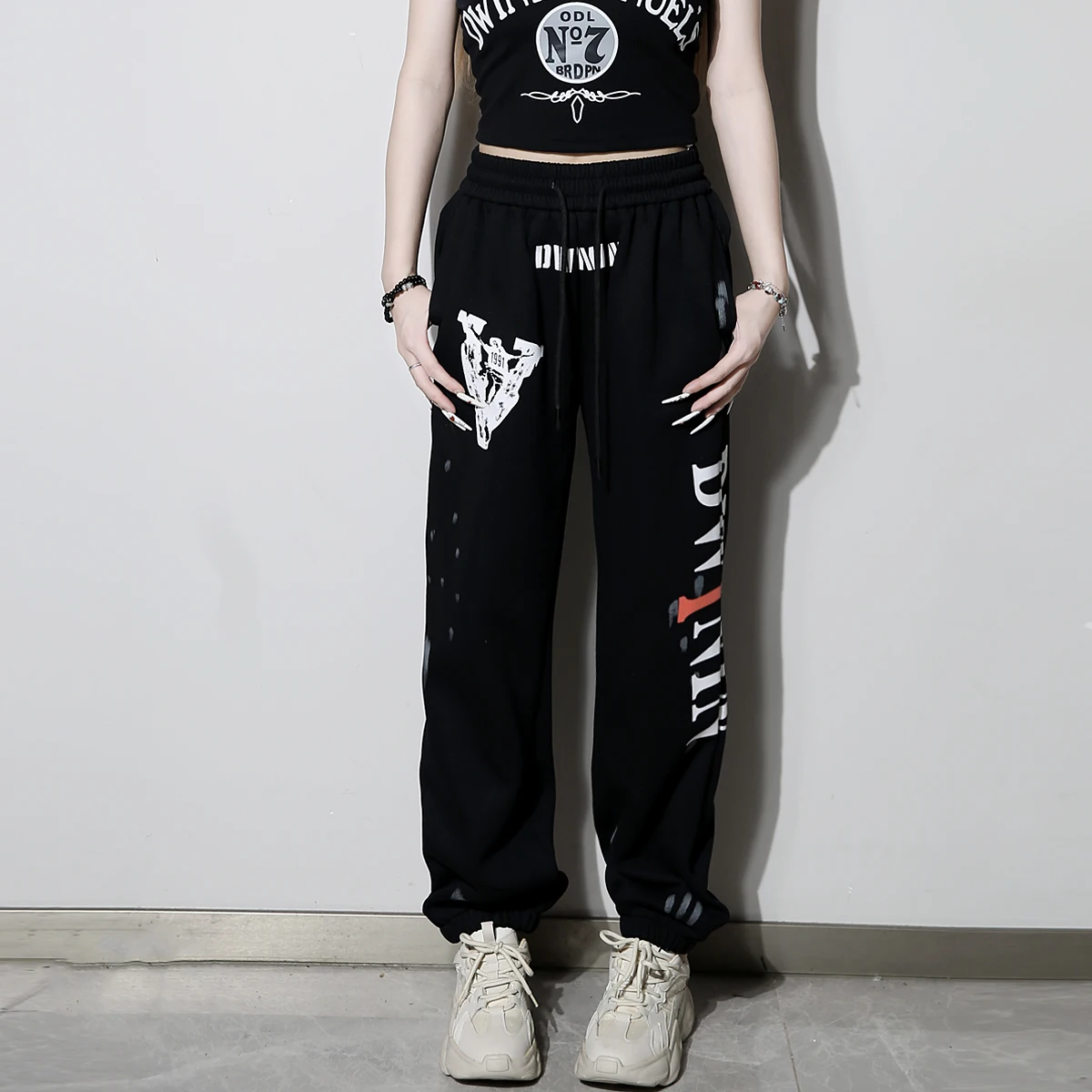 

Спортивные повседневные женские брюки-джоггеры на осень-зиму, новые, для весны-лета, с высокой талией, из смесового хлопка и полиэстера, длинные штаны