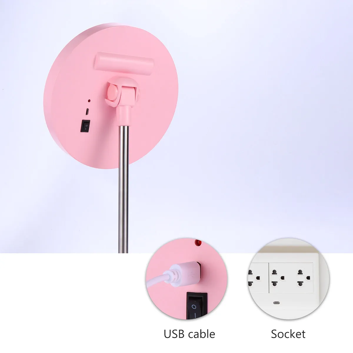 

USB-заряжаемое LED-зеркало для макияжа с регулировкой яркости, настольное, с поворотом на 360 градусов и функцией хранения