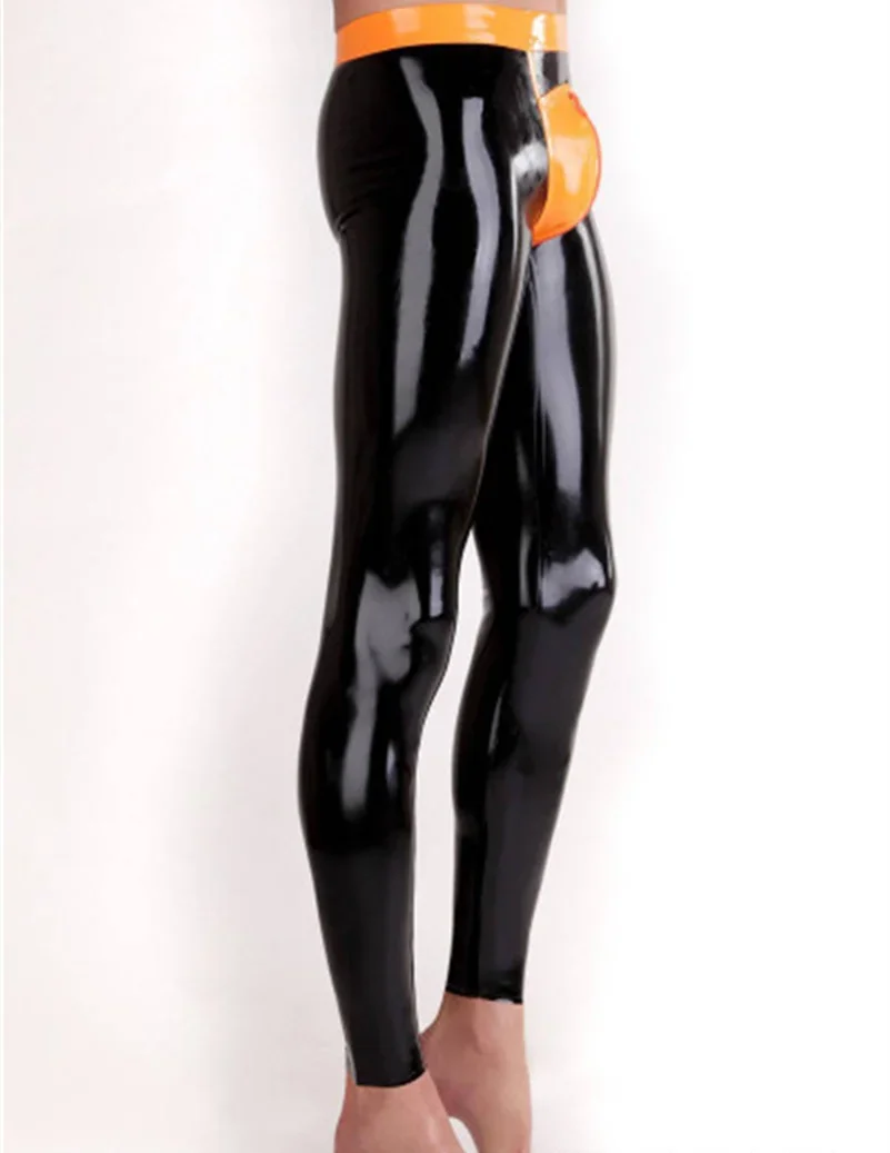 

customized latex leggings men sexy Latex Leggings with Codpiece Sexy Underwear Trousers Pouch Pants Pajama
