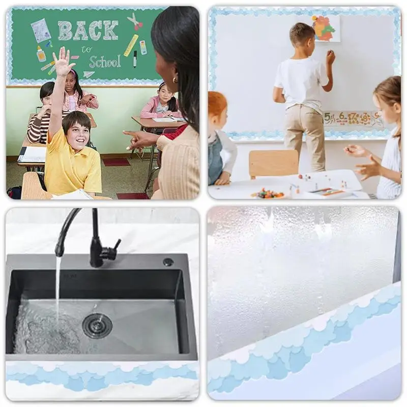 1Roll Self Adhesive Rainbow Pencil Edge Stickers Chalkboard Bulletin Board Border Paper 3inch Border Classroom Decors
