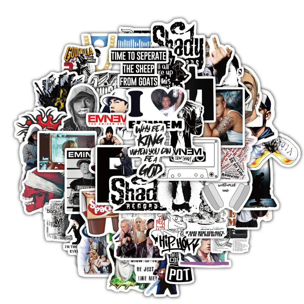 60Pcs Hot Eminem Rapper Stickers for DIY Stationery Motorcycle Travel Luggage Phone Guitar Laptop Graffiti Sticker Cool Decals