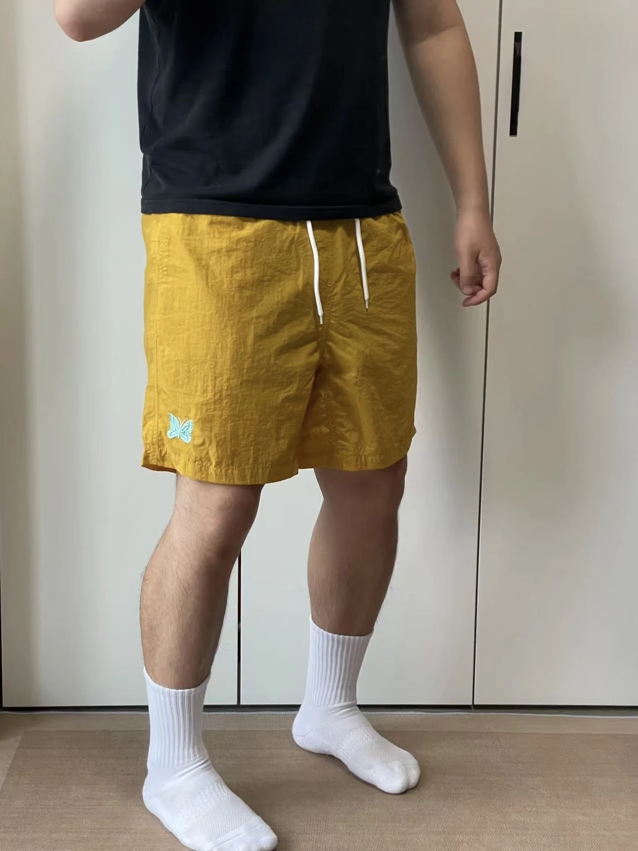 

American Sle Embroidery Nylon Qui Dry orts Men Summer Casual Loose Knee-Length orts Straight Leg Pants