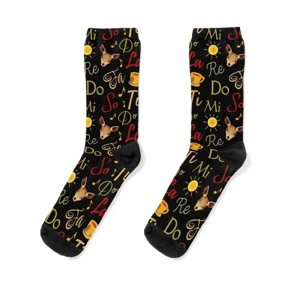 Do Re Mi Cute Sound of Music Song Pattern Socks winter thermal Stockings compression Heating sock Novelties Man Socks Women's