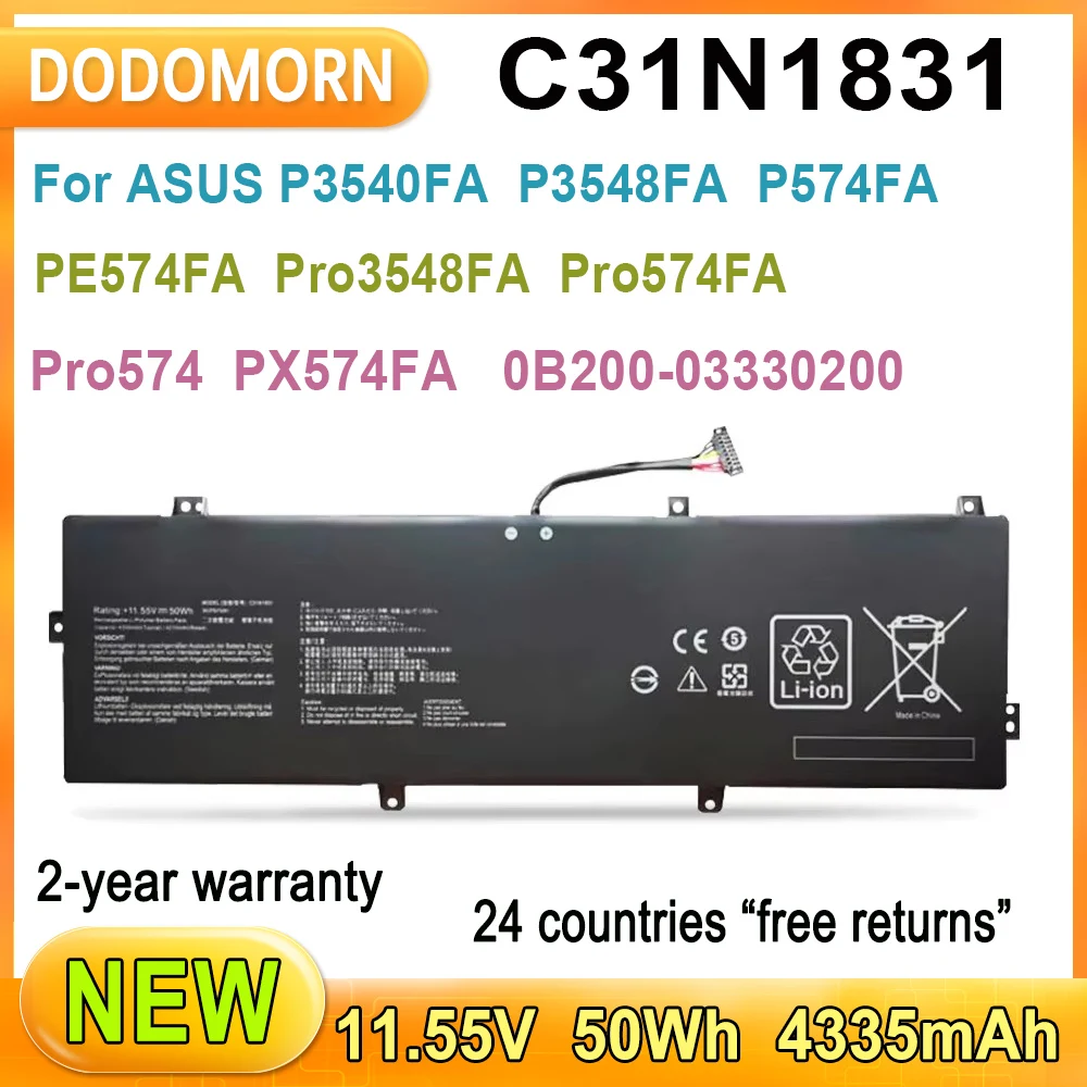 

New C31N1831 Laptop Battery For ASUS P3540FA P3548FA P574FA PE574FA PX574FA Pro574 Pro574FA Pro3548FA 0B200-03330200 50Wh 11.55V