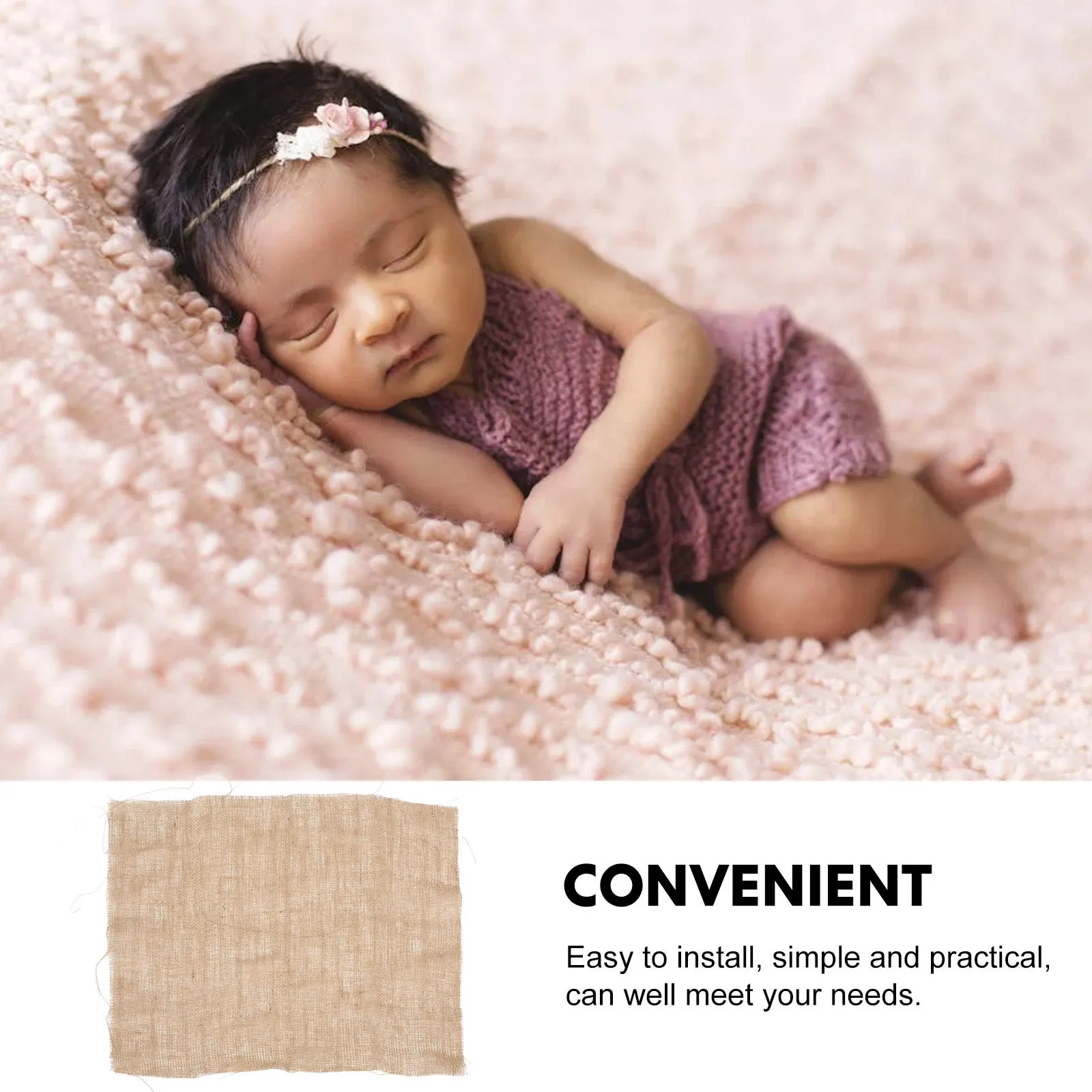 

Natural Linen Baby Blanket Handcrafted Jute Weaving Adjustable Size For Newborn Photography Props Versatile Basket Liner