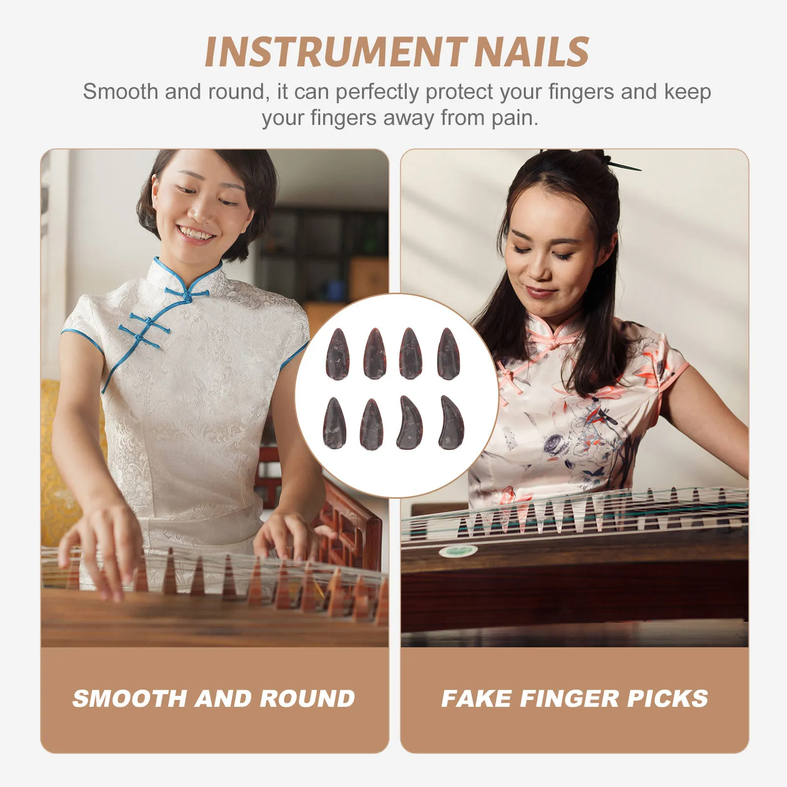 

8Pcs Guzheng Practice Fake Nails Professional Finger Nail Protectors Performance Guzheng Accessories Fake Finger Picks
