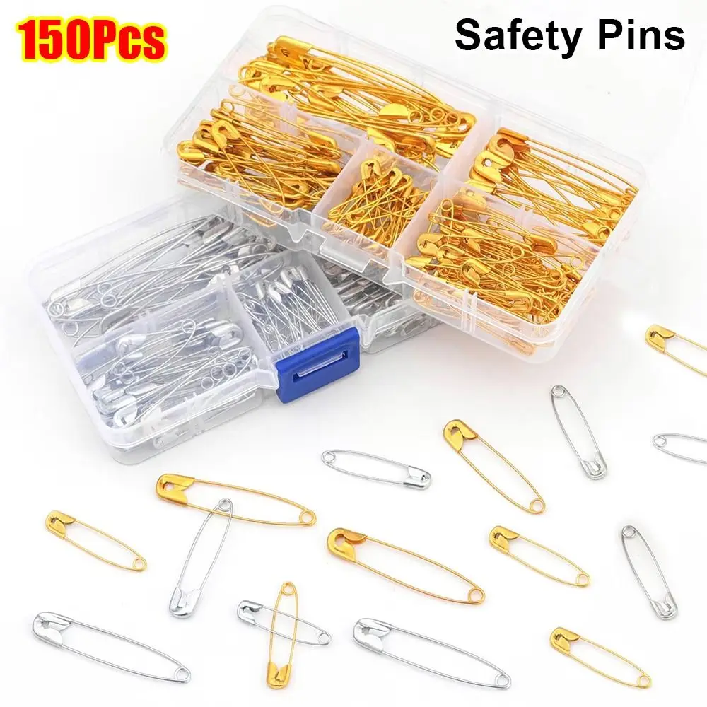 150Pcs/Box Durable 27/32/38/45/55mm Safety Pins Large Small DIY Sewing Tools Assorted Size Sew Brooch Apparel Accessories