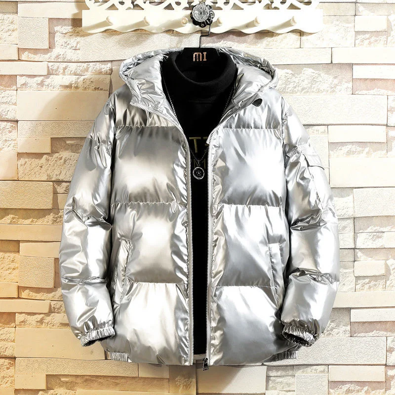 

Shiny Cotton-Padded Jacket Men's Coat Loose New Winter Student Casual Clothing Warm Outwear Man Jackets Oversize 5XL