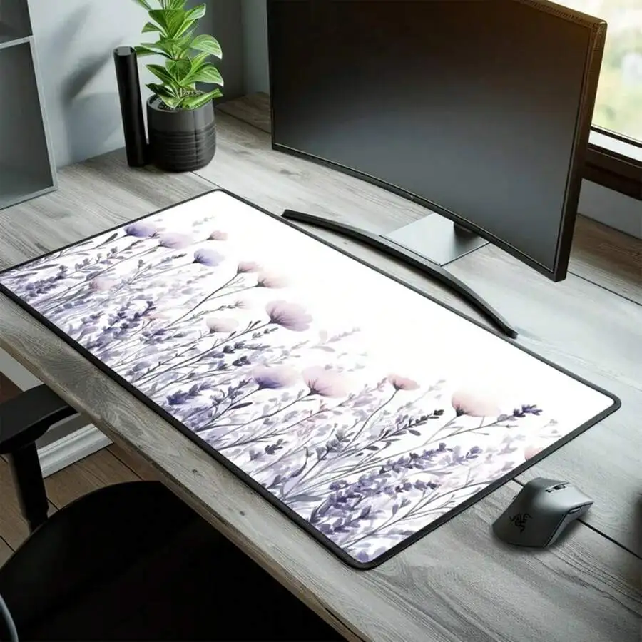 

XXL Extended Gaming Mouse Pad Desk Mat With Pastel Floral Design For Office And Gaming