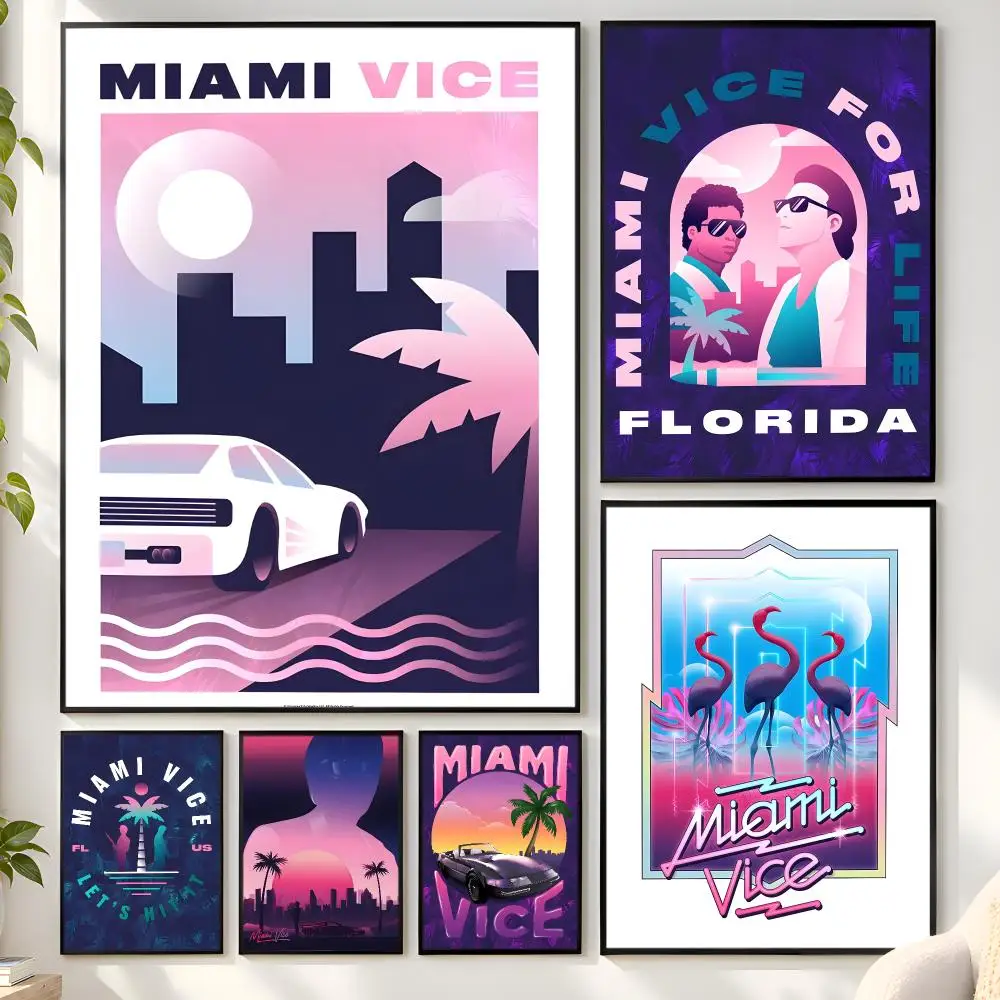 Game M-Miami Vice Anime Poster Matte Wall Peel And Stick Decor Bedroom Living Room Office Dorm Home