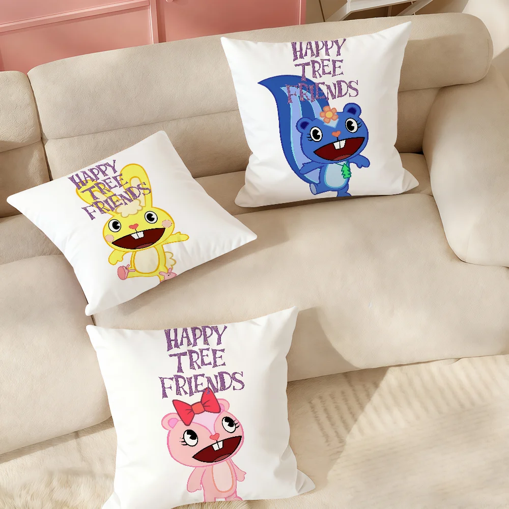 

Anime Happy T-tree Friends Pillow Case Applicable Space For Guest Rooms Interiors Cars Office House Decoration