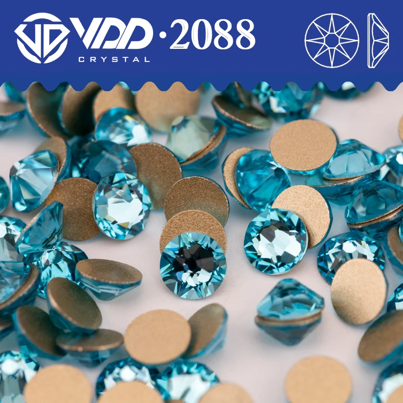 VDD 027 Aquamarine SS16-SS30 2088 Rhinestones Crystal High Quality 8 Big 8 Small Flatback Stone DIY Crafts Nail Art Decorations