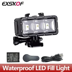 Waterproof LED Fill Light Diving Underwater Night Light For GoPro Hero 13 12 11 10 9 8 Insta360 X4 X3 X2 DJI Osmo Action Camera