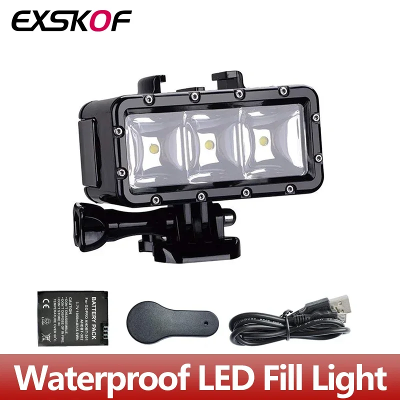 Wodoodporna dioda LED wypełniająca podwodną lampkę nocną do nurkowania dla GoPro Hero 13 12 11 10 9 8 Insta360 X4 X3 X2 DJI Osmo Action Camera