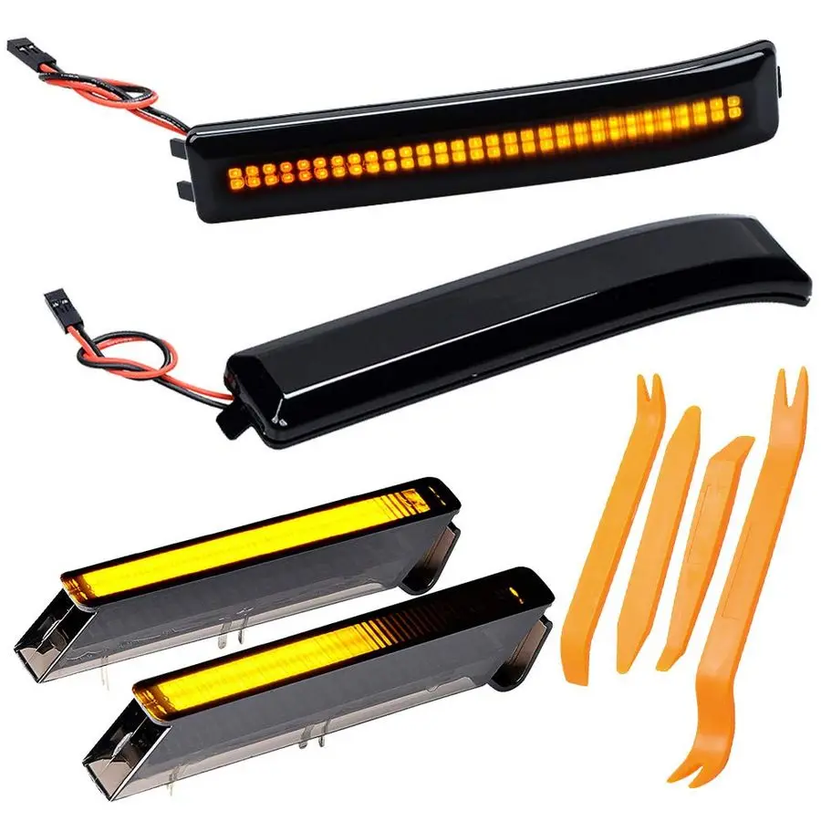 

Левый и правый боковые зеркала заднего вида с последовательными светодиодными указателями поворота (янтарный свет), совместимые с Toyota.