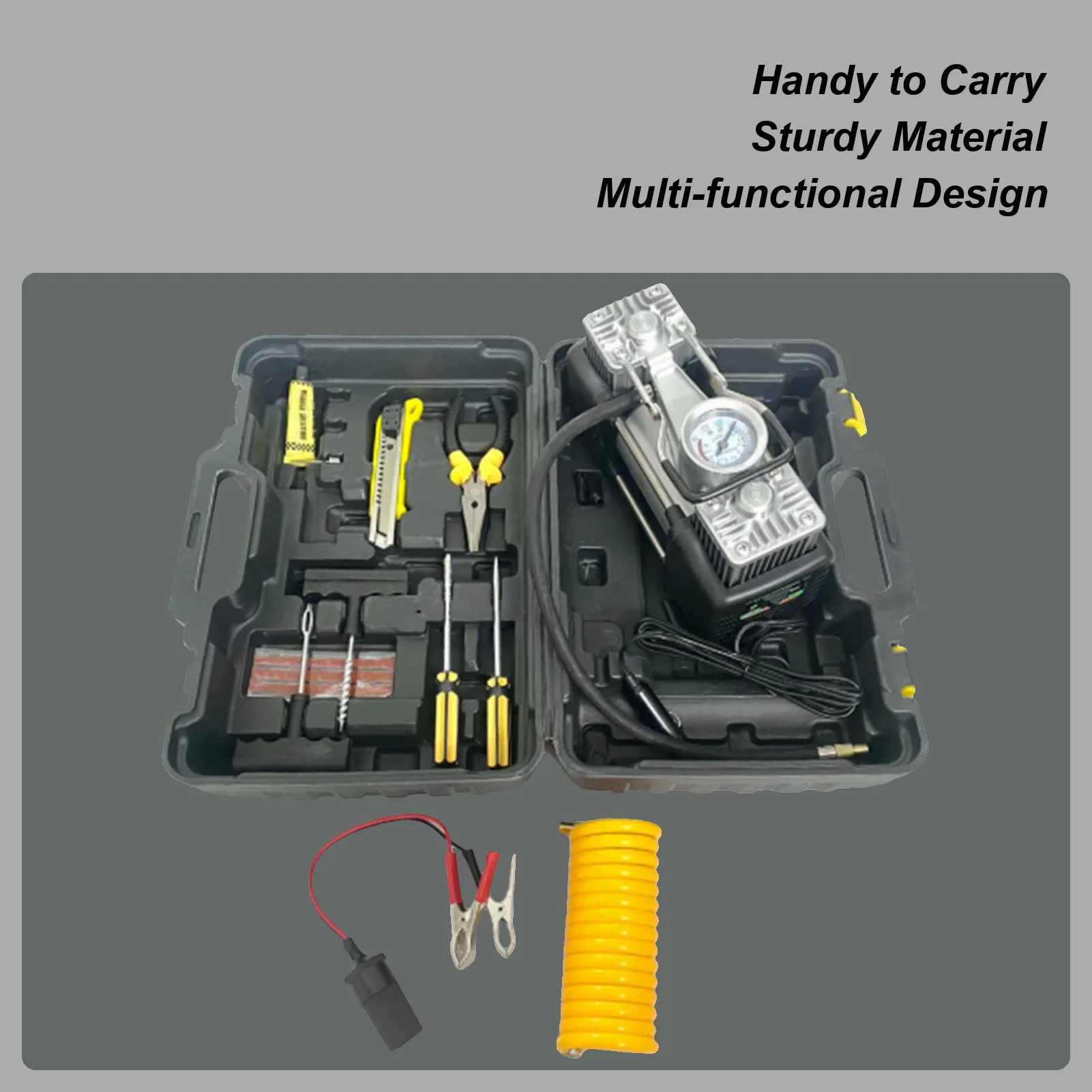 

Air Pump Tool Box Outdoor Repair Tool Kit High Pressure 12V Inflator Set For Bike Motorcycle Truck RV Camping Travel Home